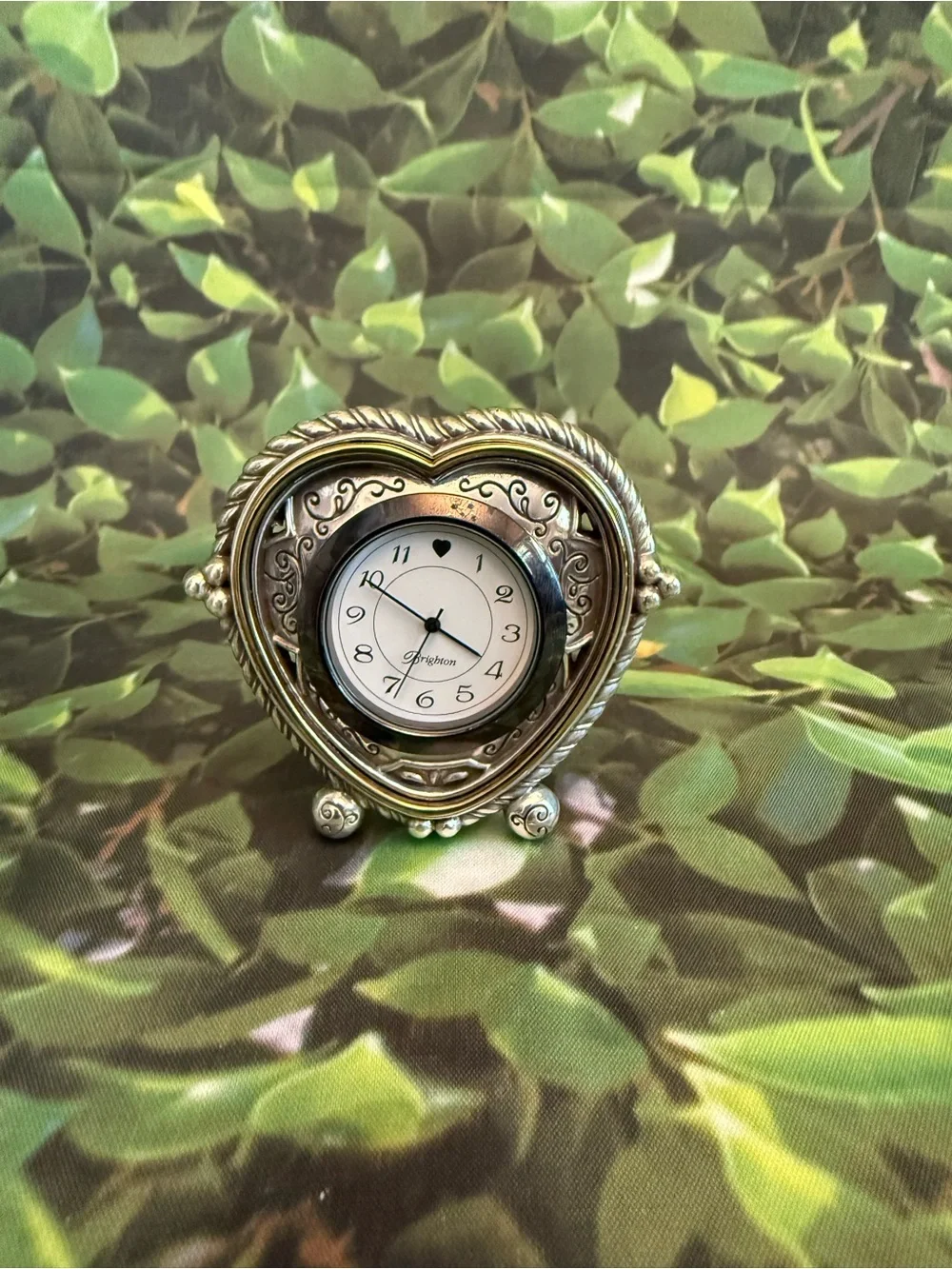 Brighton Silver-Tone Heart Table Clock